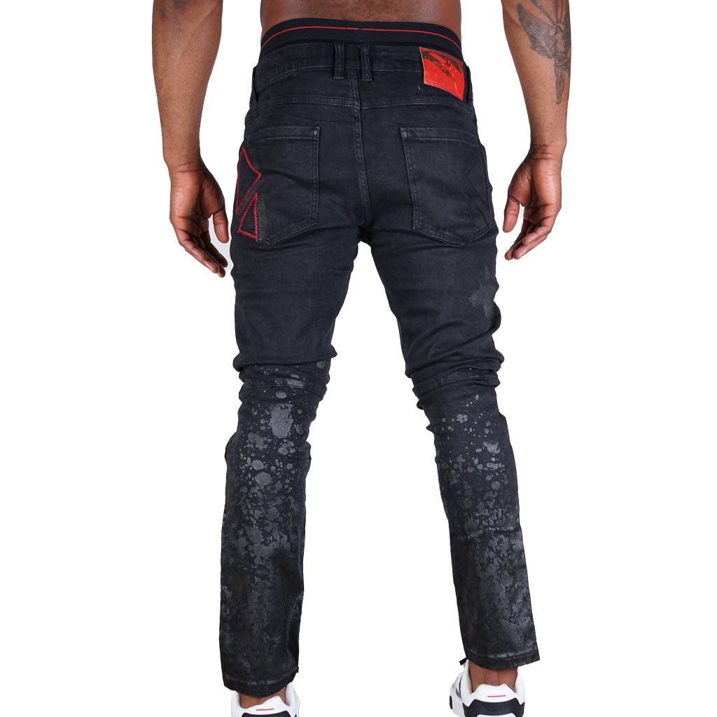 SPOGI Fever Collection Black Paint Splatter Jean-Back