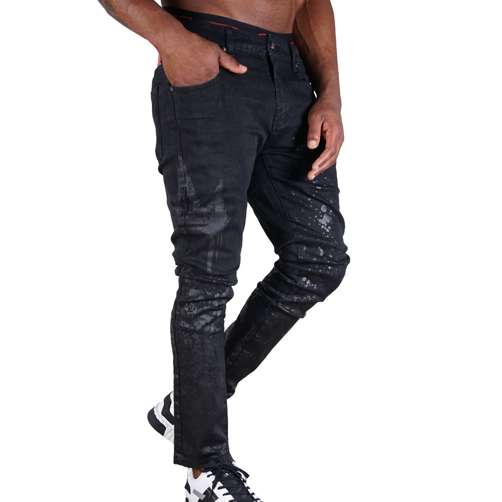 SPOGI Fever Collection Black Paint Splatter Jean-Right side